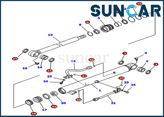 PC40MRX-1 PC45MRX-1 Komatsu 707-98-25970 উত্তর আমেরিকা খননের জন্য বালতি সিলিন্ডার মেরামত সিল কিট