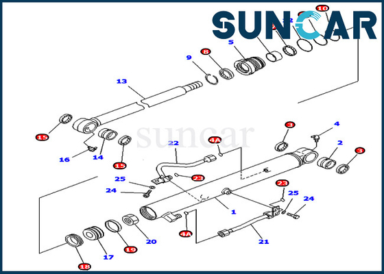 707-98-15740 7079815740 বালতি সিলিন্ডার PC40MR-1 PC40MRX-1 ভিতরের অংশগুলির জন্য Komatsu তেল সিল কিট
