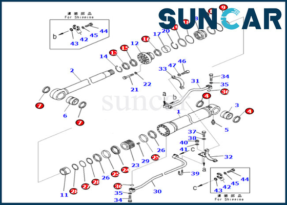 707-99-68480 7079968480 বুম সিলিন্ডার সিল কিট Komatsu ফিট PC700LC-8E0 PC650LC-8E0