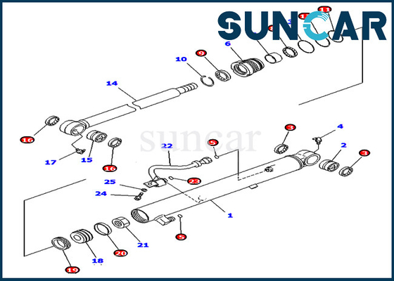 বালতি তেল সীল কিট 707-98-15760 অংশ Komatsu PC40MR-2 এক্সকাভেটর পরিষেবা কিট হাইড্রোলিক সিলিন্ডার