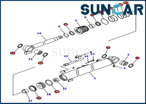 KOMATSU 707-98-34610 7079834610 সরঞ্জাম মডেল PC40R-8 PC45R-8 এর জন্য বুম সিলিন্ডার সীল মেরামত কিট