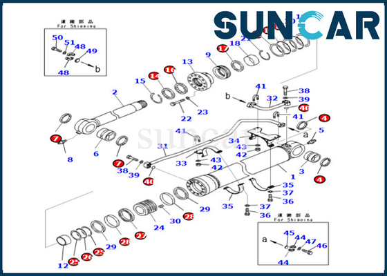 বালতি সিলিন্ডার মেরামত কিট 707-99-69550 7079969550 Komatsu বালতি সিলিন্ডার সিল কিট PC700LC-8E0 PC800-8E0 ফিট করে