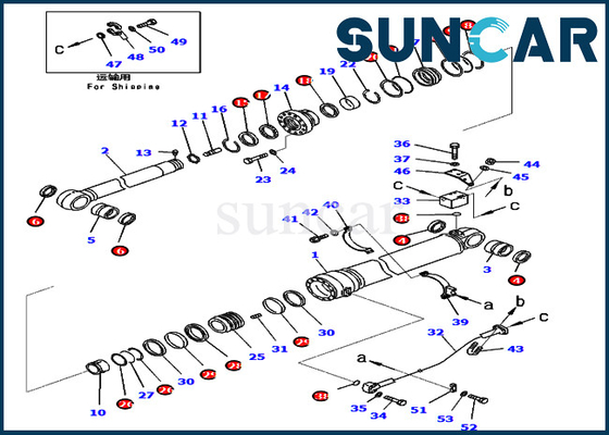 7079969460 এক্সক্যাভেটর যন্ত্রাংশ PC450-8 PC430-8 Komatsu 707-99-69460 আর্ম সিলিন্ডার সিল কিট পরিষেবা কিট