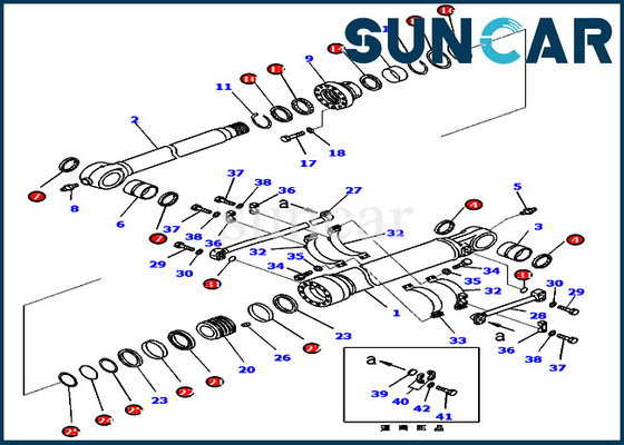 KOMATSU PC450-8 PC460LC-8 PC430-8 এর জন্য 707-99-67470 7079967470 আর্ম সিলিন্ডার মেরামত সিল কিট
