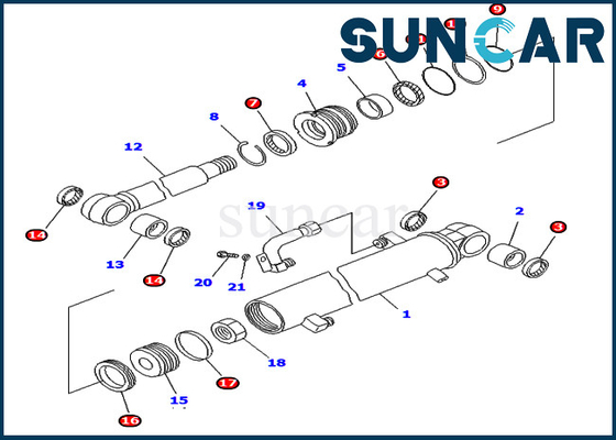 707-98-25820 7079825820 PC45-1 PC50UD-2 PC50UU-2 Komatsu ভিতরের অংশগুলির জন্য আর্ম সিলিন্ডার পরিষেবা কিট
