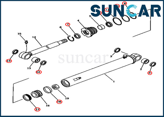 PC45-1 Komatsu পরিষেবা যন্ত্রাংশ 707-98-25620 7079825620 বুম সুইং সিলিন্ডার সিল কিট মেরামত কিট