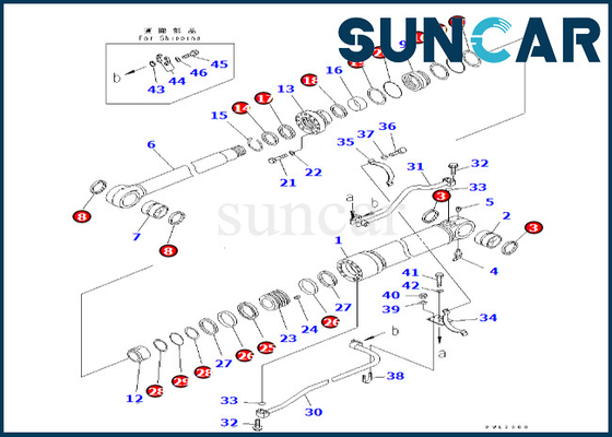 Komatsu 7079968680 707-99-68680 বুম সিলিন্ডার সিল কিট PC600LC-6A বুম সিলিন্ডার সিলিং কিট ফিট করে