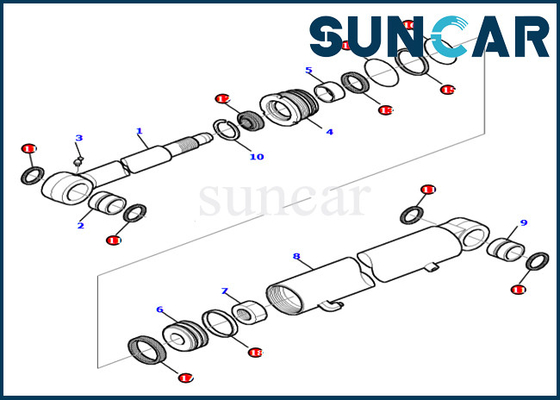 PC45R-8 PC45-1 এক্সকাভেটর সিলিং কিট 878000416 আর্ম হাইড্রোলিক রিপ্লেসমেন্ট সিলিন্ডার অয়েল সিল কিট