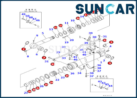 707-99-68690 7079968690 বালতি সিলিন্ডার সিল কিট ফিট PC600LC-6A Komatsu বালতি সিলিন্ডার মেরামত কিট