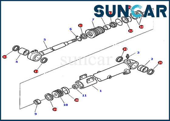 PC45-1 Excavator Komatsu 878000415 বুম সিলিন্ডার সিল কিট পরিধান প্রতিরোধের হাইড্রোলিক প্রতিস্থাপন কিট