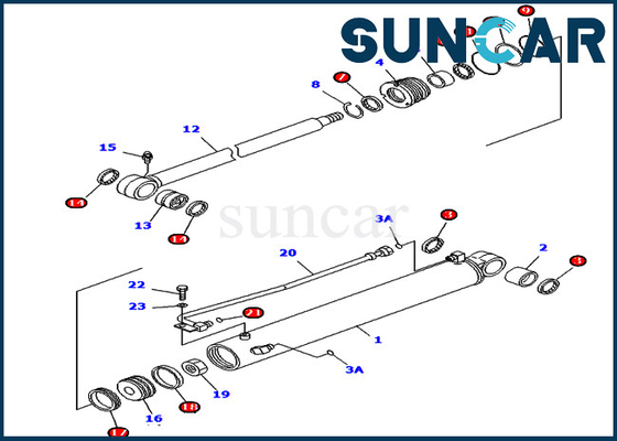 PC45MR-1 PC45MRX-1 KOMATSU 707-98-29620 7079829620 বুম সুইং সিল মেরামত কিট হাইড্রোলিক সিলিন্ডার