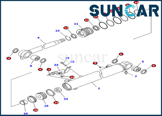 707-98-25750 7079825750 বুম সিলিন্ডার সিল কিট ভিতরের অংশগুলি ফিট করে Komatsu PC45MR-3 PC55MR-3