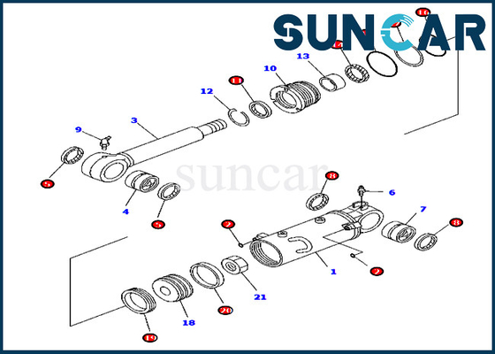 707-98-32570 ব্লেড সিলিন্ডার সিল কিট সার্ভিস কিটস কোমাটসু মডেলের সরঞ্জাম PC45MR-3 PC55MR-3 এর জন্য