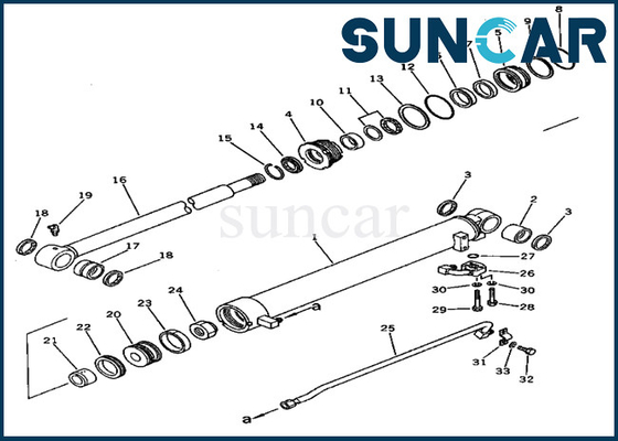 PC60U-3 Komatsu 201-63-33300 2016333300 আর্ম সিলিন্ডার সিলিং কিট হাইড্রোলিক রিপ্লেসমেন্ট সিল কিট