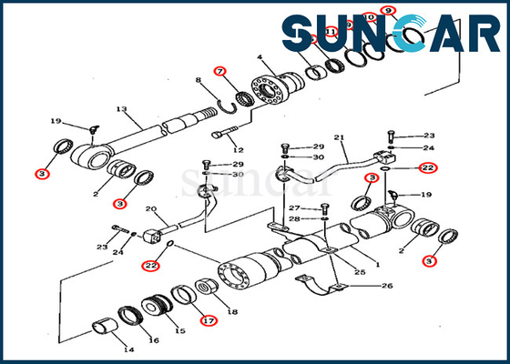 201-63-02040 2016302040 বুম সিলিন্ডার সিল কিট PC60U-5 Komatsu এক্সকাভেটর সার্ভিস কিট যন্ত্রাংশের জন্য