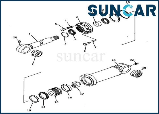 209-63-86401 2096386401 ক্ষতিপূরণ সিলিন্ডার পরিষেবা কিট লোডার এক্সক্যাভেটর PC650-1 Komatsu সীল কিট