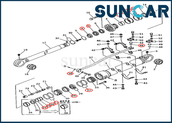 707-99-77240 7079977240 খননকারী কোমাটসু PC650-3 PC650LC-5 PC710-5 এর জন্য আর্ম সিলিন্ডার সীল মেরামত কিট