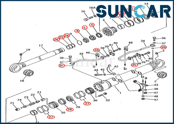 PC650-5 PC710-5 Komatsu পরিষেবা কিট যন্ত্রাংশ 707-99-77220 7079977220 বুম সিলিন্ডার তেল সিলিং কিট