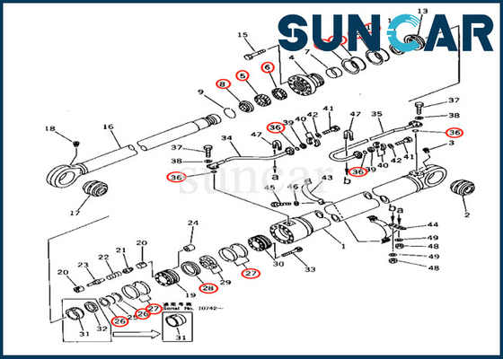 Komatsu 707-99-68600 7079968600 লোডার মডেল PC650-3 PC650-5 এর জন্য বুম সিলিন্ডার সার্ভিস কিট