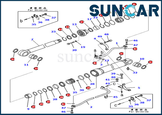 PC650LC-11 PC700LC-11 Komatsu 721-98-01360 7219801360 বুম সিলিন্ডার সিল কিট পরিষেবা কিট