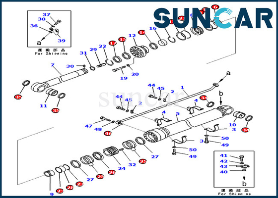 721-98-01370 Komatsu PC650LC-11 PC700LC-11 মডেলের যন্ত্রাংশের জন্য আর্ম সিল কিট হাইড্রোলিক সিলিন্ডার মেরামত কিট