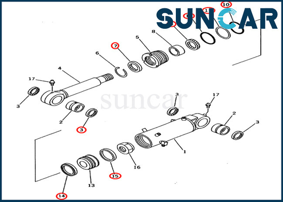 707-98-43130 7079843130 মডেল PC60-7 PC70-7 PC70-7E পরিষেবা অংশগুলির জন্য ব্লেড সিলিন্ডার সীল মেরামত কিট