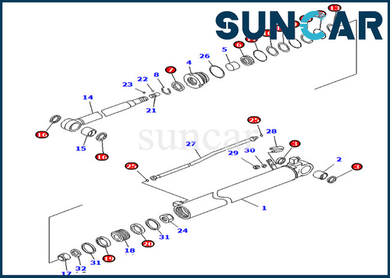 পরিষেবা কিট 707-99-35350 7079935350 Komatsu PC70-8 ভারী সরঞ্জামের জন্য আর্ম সিলিন্ডার সিলিং কিট