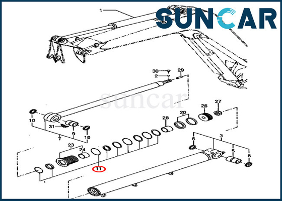 সীল কিট YM172187-72020 YM17218772020 Komatsu মডেল PC70FR-1 এর জন্য আর্ম সিলিন্ডার সার্ভিস কিট