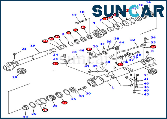 707-99-77380 7079977380 Komatsu PC750-6 PC800-6 পরিষেবা অংশগুলির জন্য বুম সিল কিট হাইড্রোলিক সিলিন্ডার