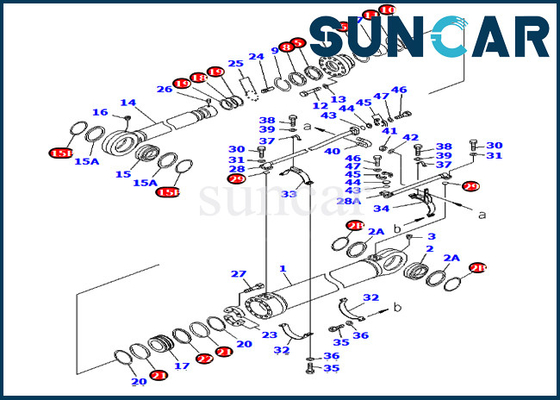 আর্ম সিলিন্ডার সীল কিট 707-99-78690 7079978690 Komatsu খননকারী PC750-6 ভারী সরঞ্জামের জন্য