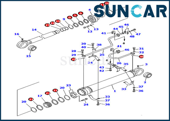 PC750-6 বালতি মেরামত সিল কিট 707-99-69660 7079969660 Komatsu খননকারী সিলিন্ডার পরিষেবা অংশ